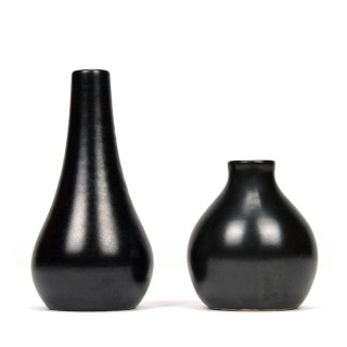 Set of 2 black miniature vases vintage Zenith and Schoonhoven