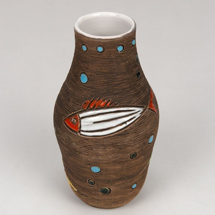 Fratelli Fanciullacci vintage vase model 7897 with fish design