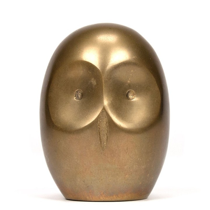 Abstractly designed Mid-Century owl in brass