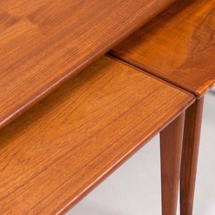 Elongated model Danish vintage design nesting tables