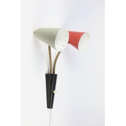 Wall lamp with grey and red shade