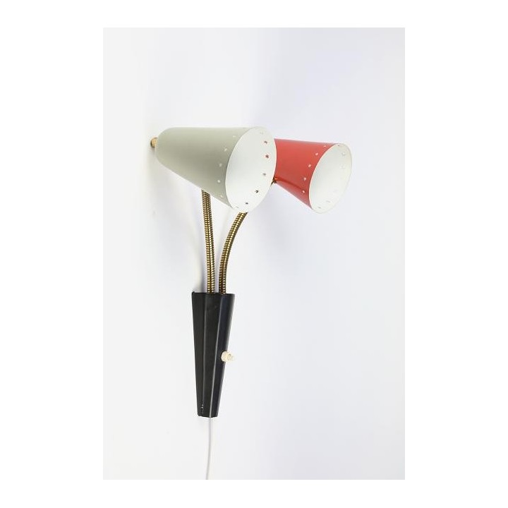 Wall lamp with grey and red shade - Retro Studio