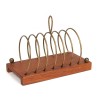 Teak Mid-Century napkin holder with brass detail
