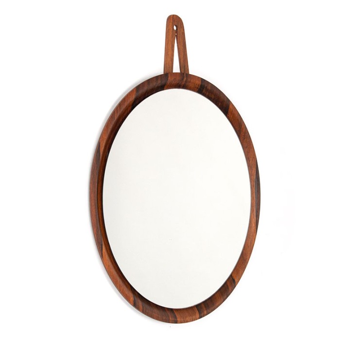 Rosewood Mid-Century round model mirror