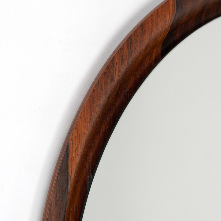 Rosewood Mid-Century round model mirror