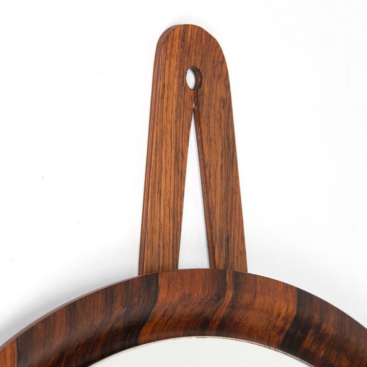Palissanderhouten Mid-Century rond model spiegel