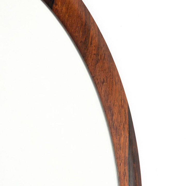 Palissanderhouten Mid-Century rond model spiegel
