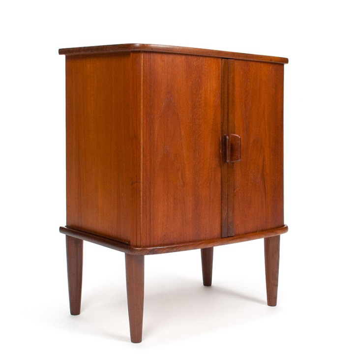 Teak Mid-Century Danish small cabinet with tambour doors