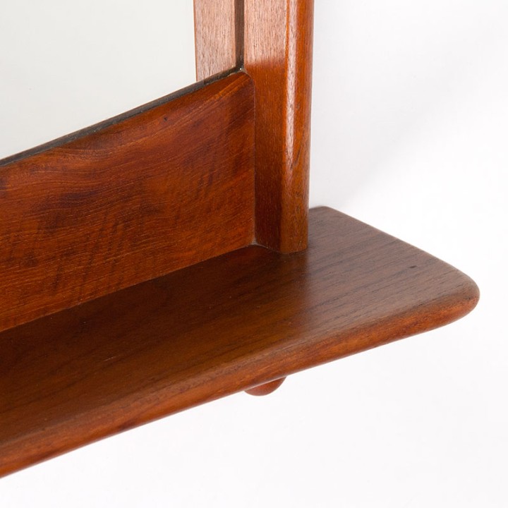 Moderne Deense Mid-Century vintage teakhouten spiegel