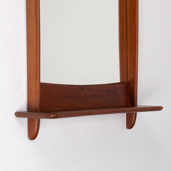 Moderne Deense Mid-Century vintage teakhouten spiegel