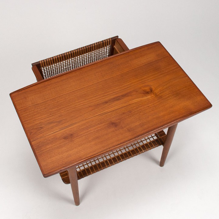 Vintage Mid-Century Deens kastje in teakhout en riet