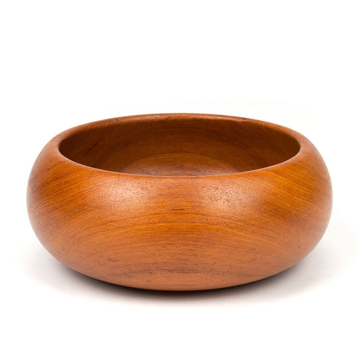 Deense ronde serveerschaal in teak vintage jaren 60