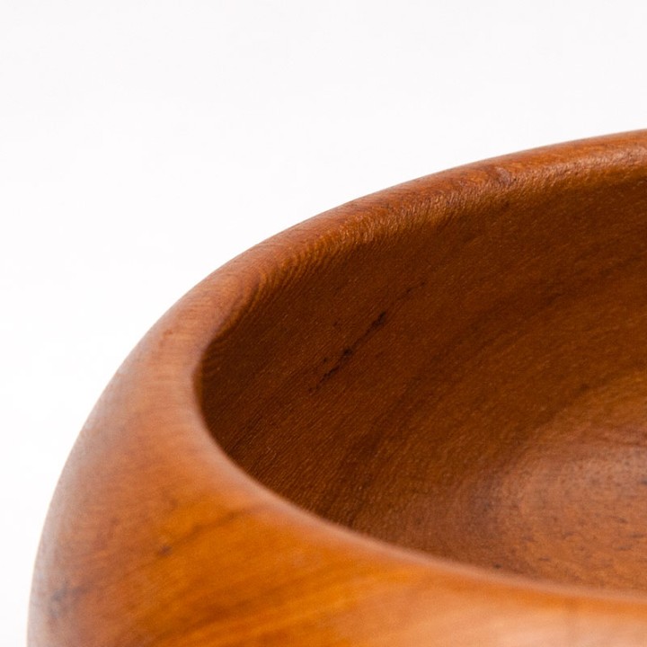 Deense ronde serveerschaal in teak vintage jaren 60