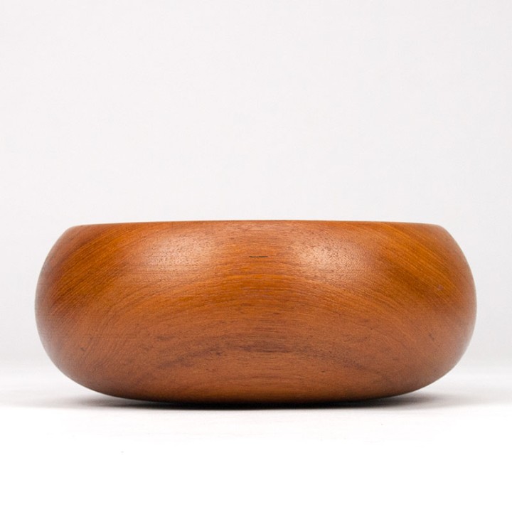 Deense ronde serveerschaal in teak vintage jaren 60