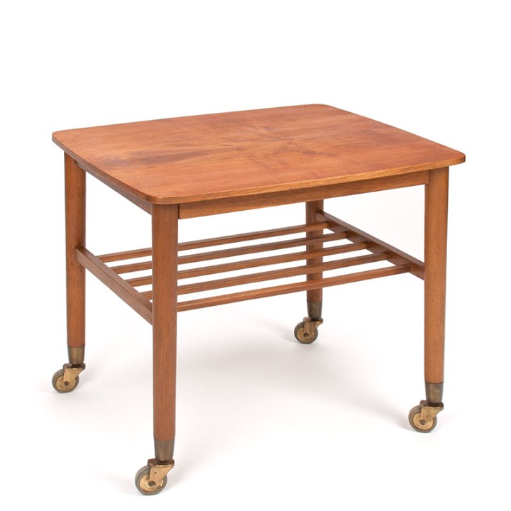 Danish Mid-Century vintage side table on wheels