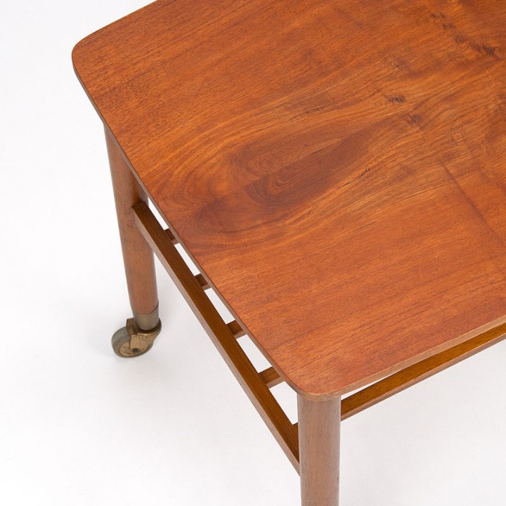 Danish Mid-Century vintage side table on wheels
