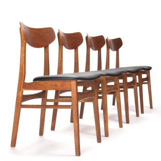 Mid-Century Danish vintage set of 4 dining table chairs