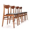 Mid-Century Deense vintage set van 4 eettafel stoelen