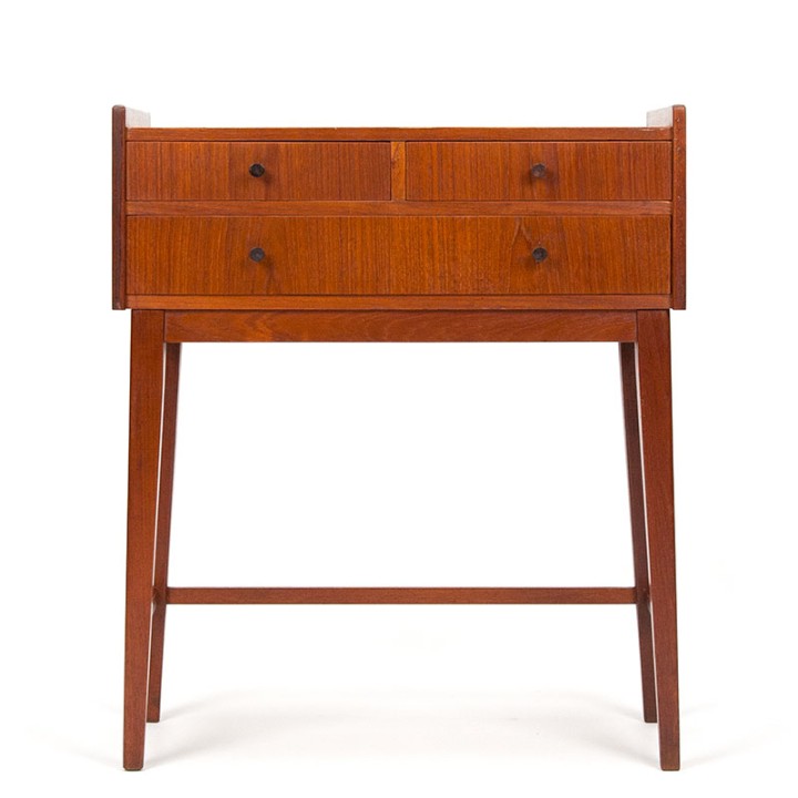 Danish slim vintage small teak chest of drawers