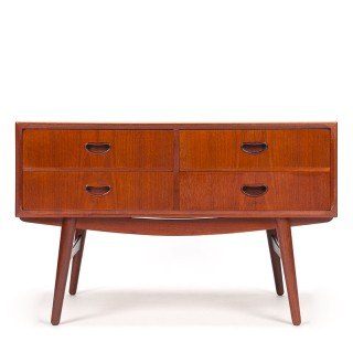 Low model vintage Danish chest of drawers in teak