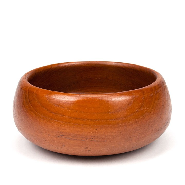 Ronde serveerschaal Mid-Century vintage in teak