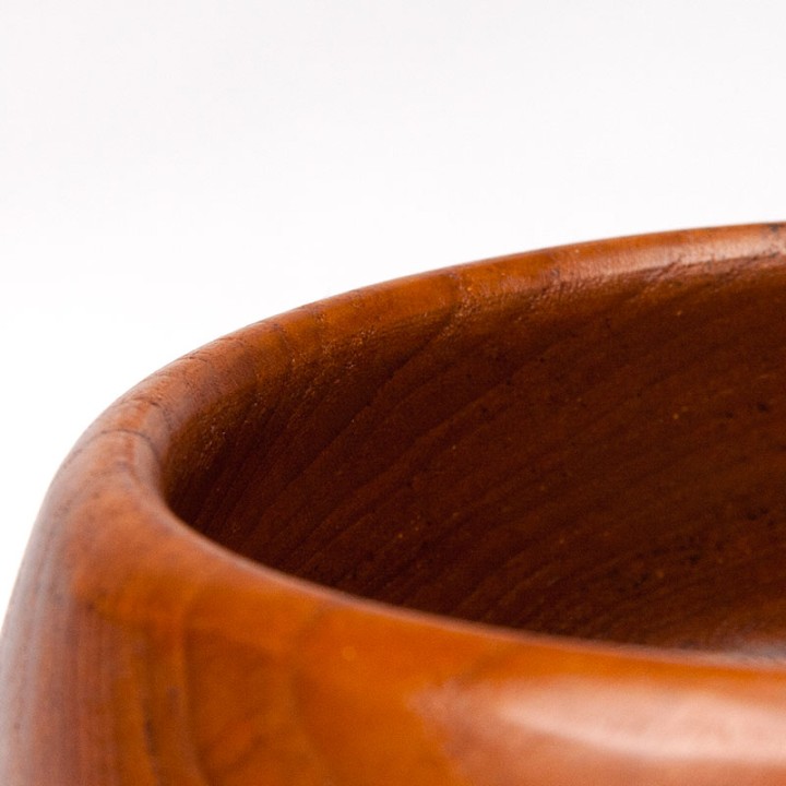 Ronde serveerschaal Mid-Century vintage in teak