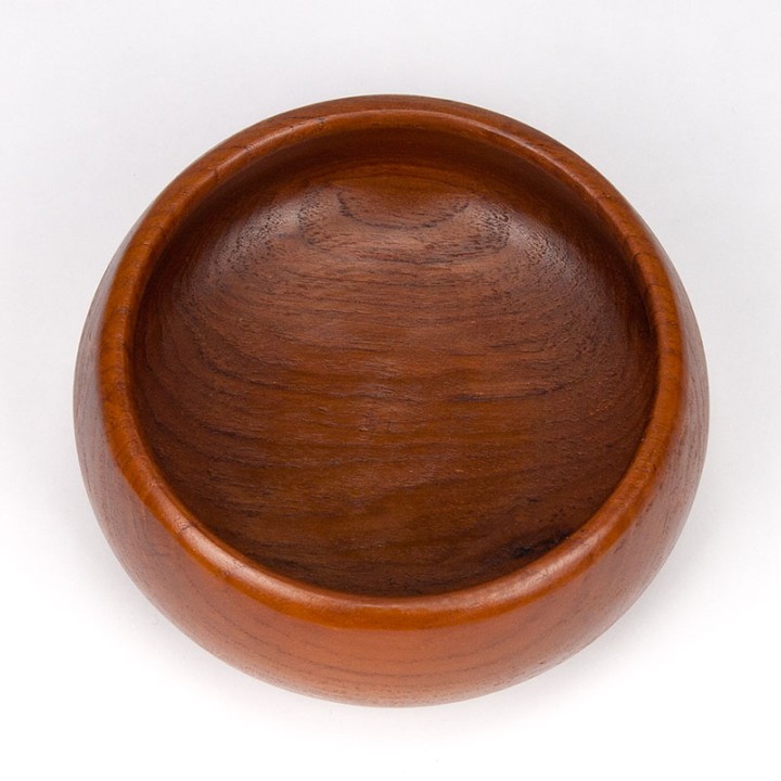 Round serving bowl Mid-Century vintage in teak