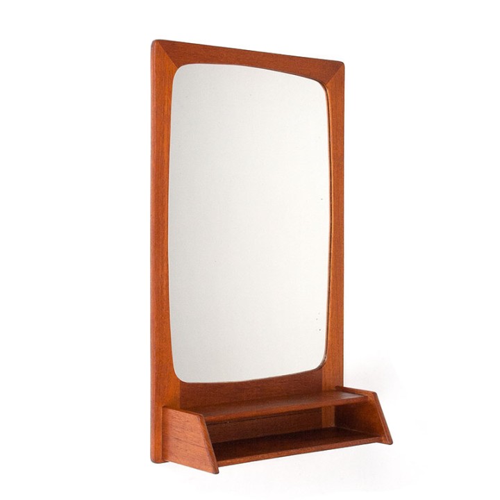 Deense Mid-Century vintage spiegel met open vakje
