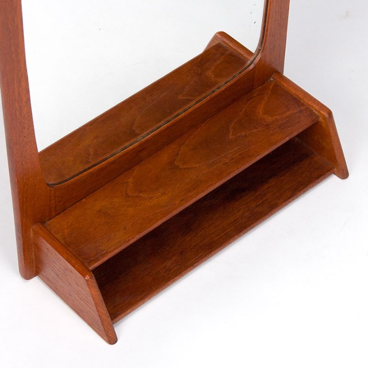 Deense Mid-Century vintage spiegel met open vakje