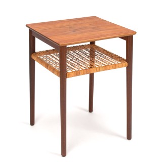 Mid-century Danish vintage plant table with wicker detail