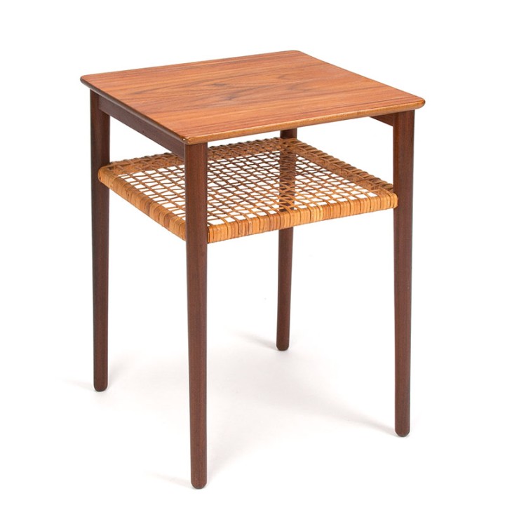 Mid-century Danish vintage plant table with wicker detail