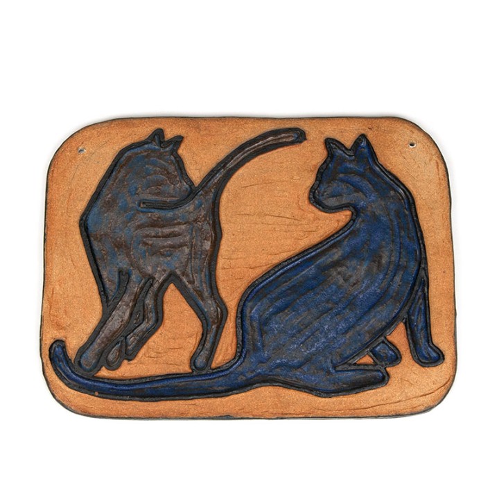 Wandtegel vintage Deens ontwerp met katten van Hildegon ALS