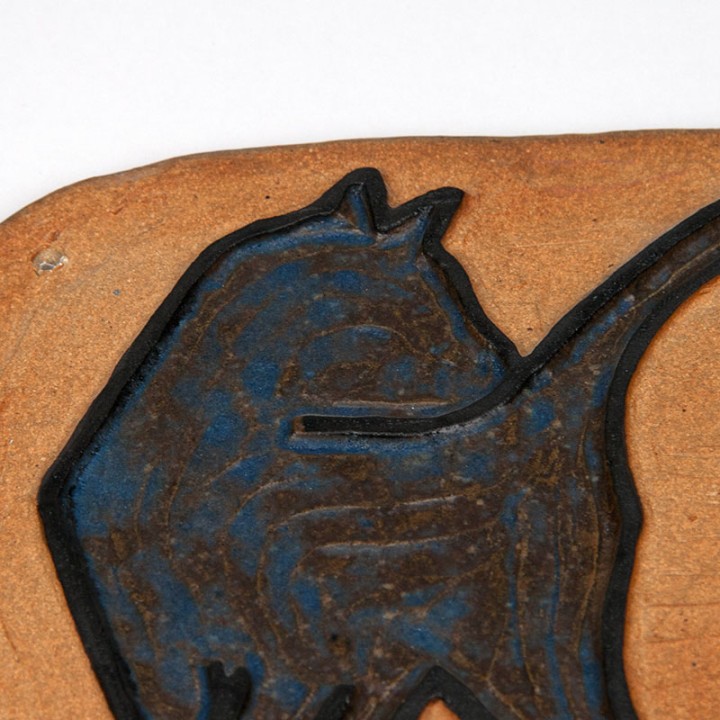 Vintage Danish design wall tile with cats by Hildegon ALS