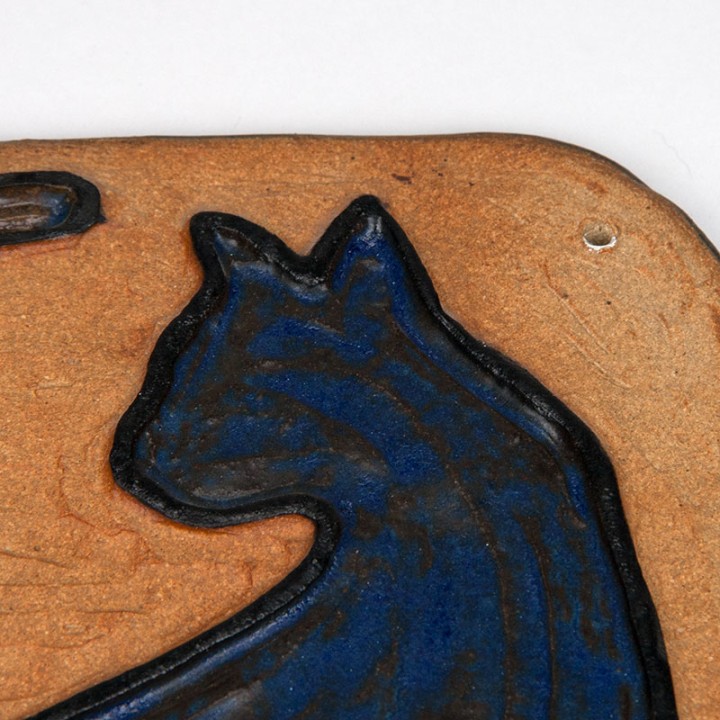 Vintage Danish design wall tile with cats by Hildegon ALS