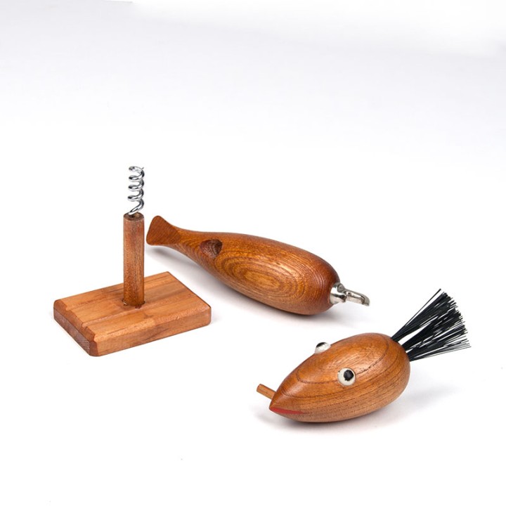 Vintage Deens Vogel figuur als kurkentrekker en opener