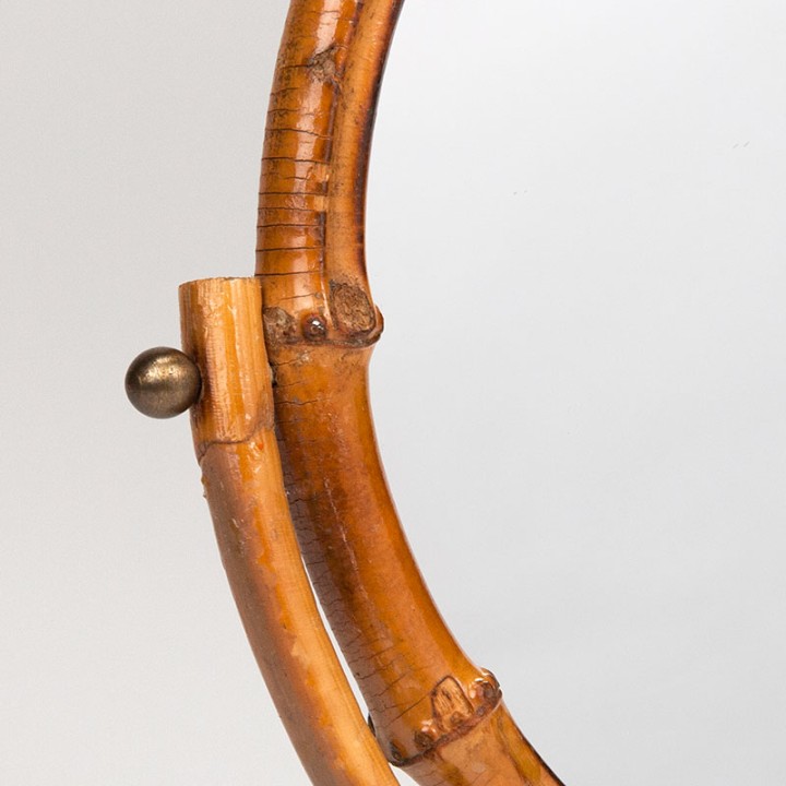 Bamboe vintage rond tafelmodel spiegel