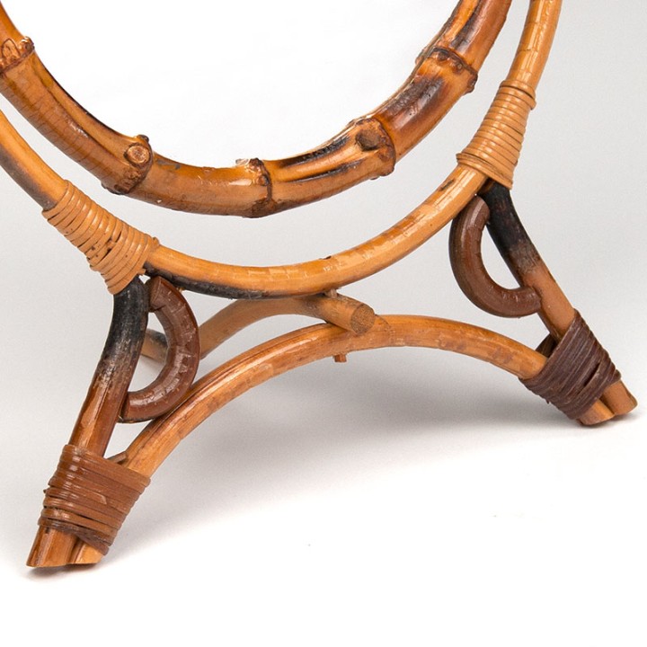 Bamboe vintage rond tafelmodel spiegel