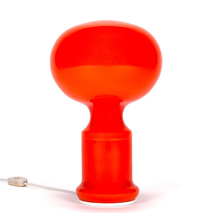 Glazen Mid-Century vintage oranje tafellamp