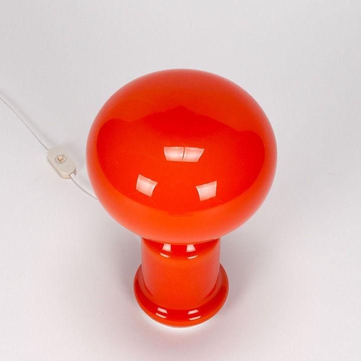 Glazen Mid-Century vintage oranje tafellamp