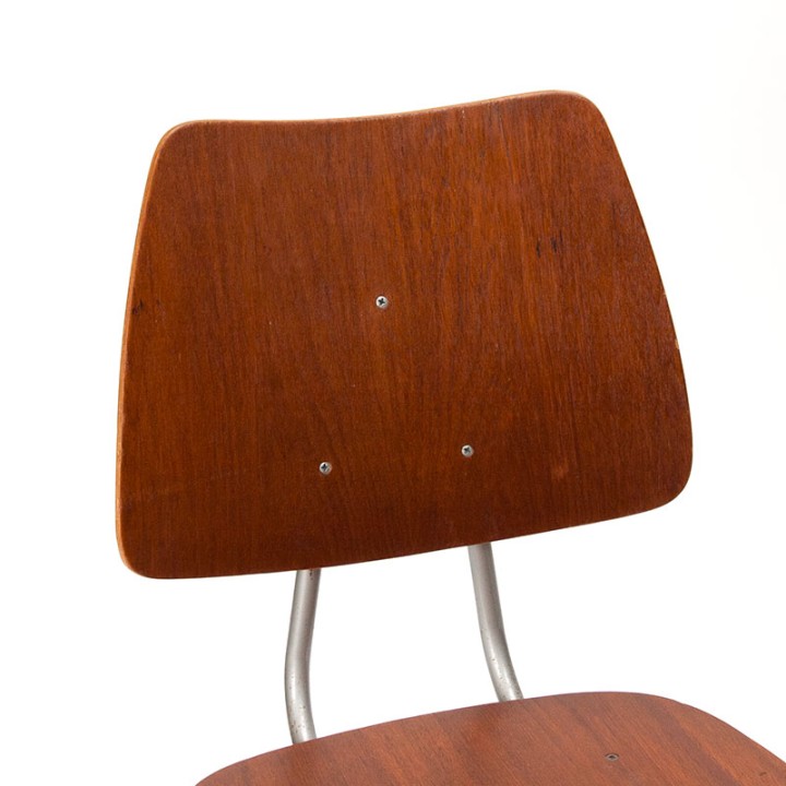 Set van 6 Deense Mid-Century industriële schoolstoelen