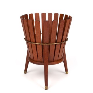 Mid-Century vintage teakhouten plantenbak op 3-poot