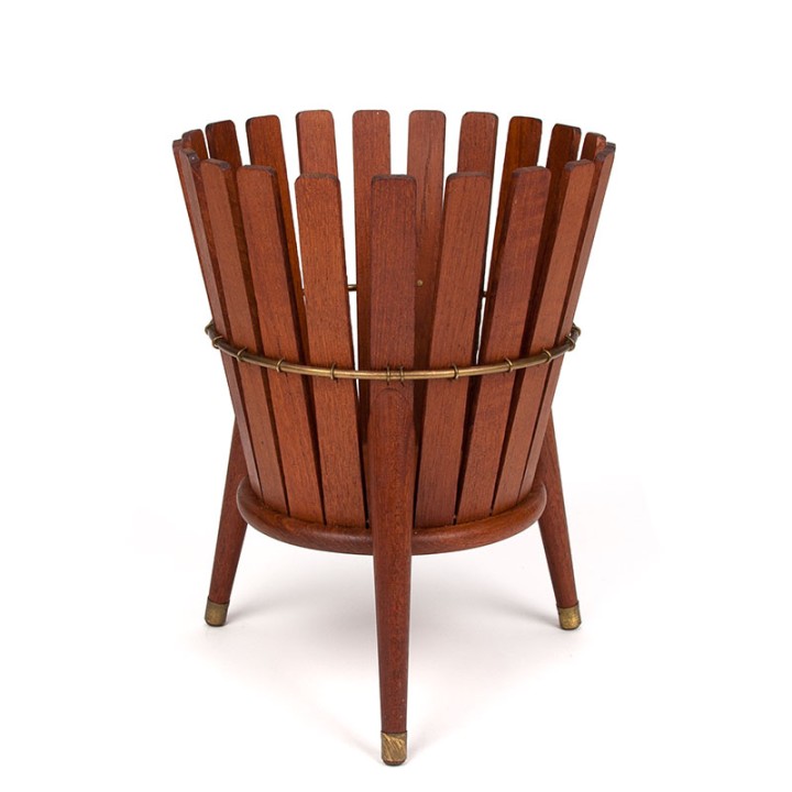Mid-Century vintage teakhouten plantenbak op 3-poot