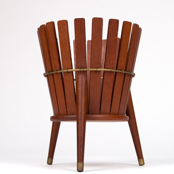 Mid-Century vintage teakhouten plantenbak op 3-poot