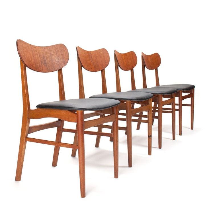 Mid-Century set of 4 dining table chairs Danish 1960s