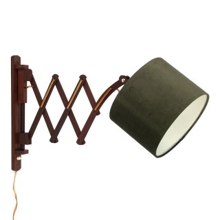 Mid-century vintage scissor lamp in teak with a green shade