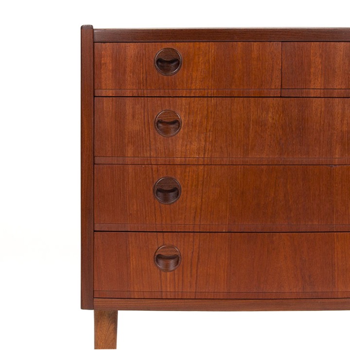 Teak Mid-Century Danish vintage chest of drawers with 5 drawers