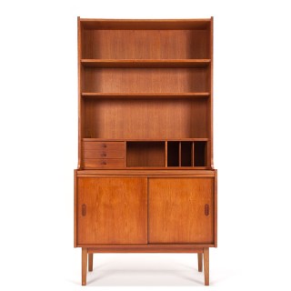 Vintage Deens boekenkast/ secretaire meubel in teak