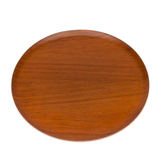 Groot rond model Mid-Century dienblad in teak