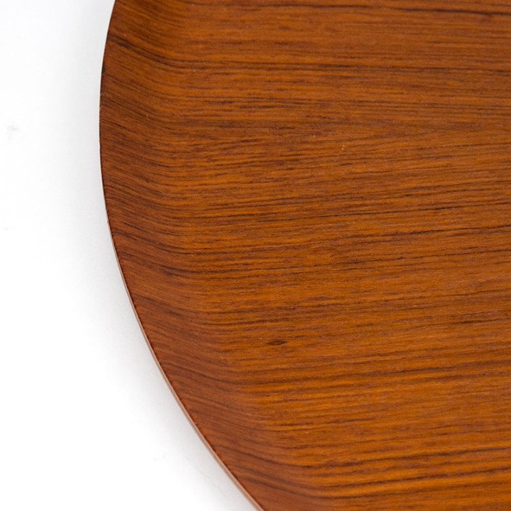 Groot rond model Mid-Century dienblad in teak