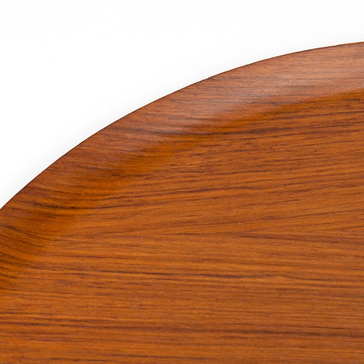 Groot rond model Mid-Century dienblad in teak